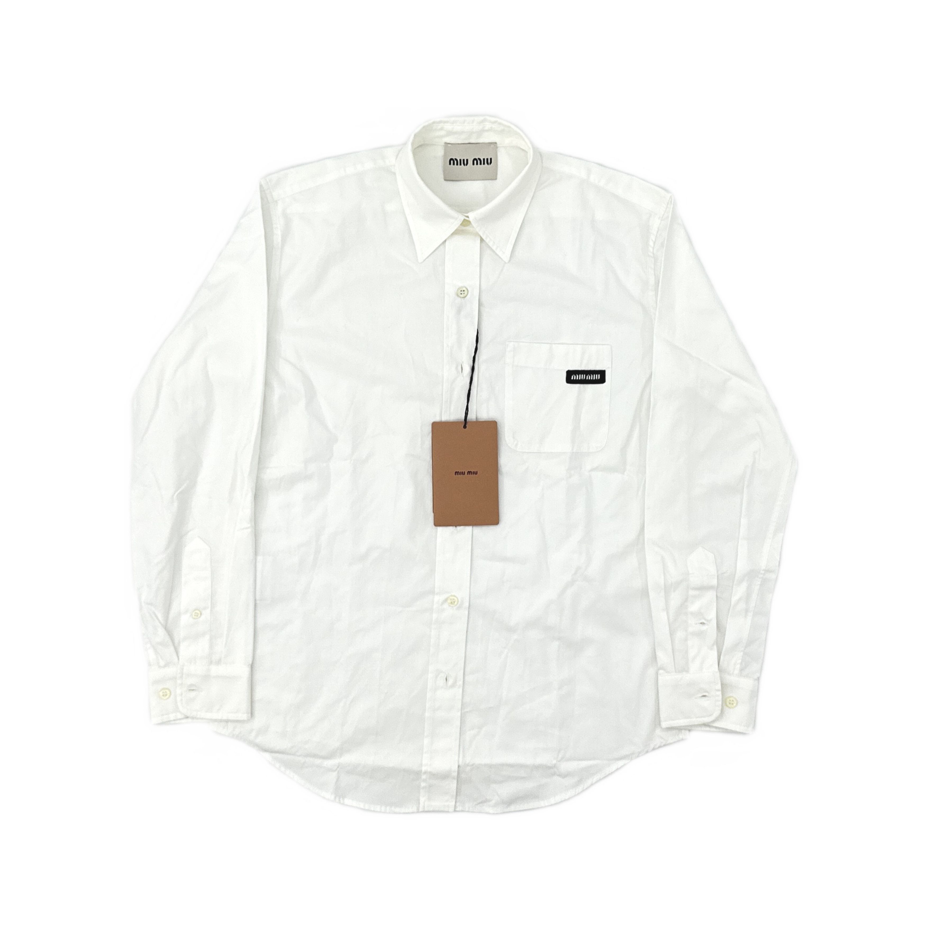 Miu Miu Miu Miu White Logo Pocket Button Up Shirt Size 38 Size XS / US 0-2 / IT 36-38 - 1 Thumbnail