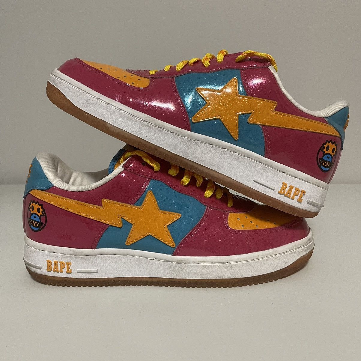 Bape OG Bapesta Glitter Pack Blue Pink Orange Gum | Grailed