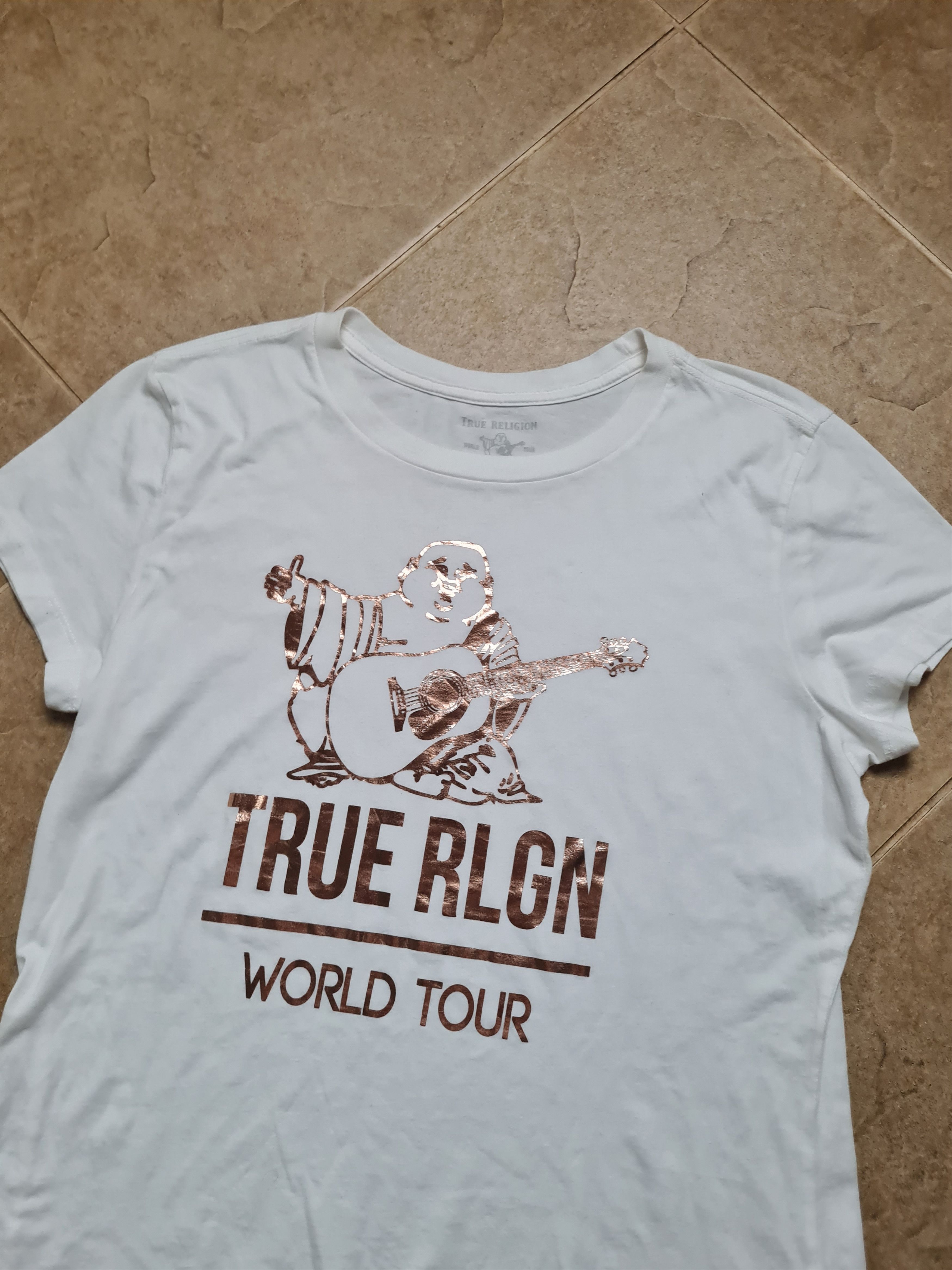 True Religion Womens True Religion White Cotton T-Shirt Crew Neck Logo Size L / US 10 / IT 46 - 1 Thumbnail