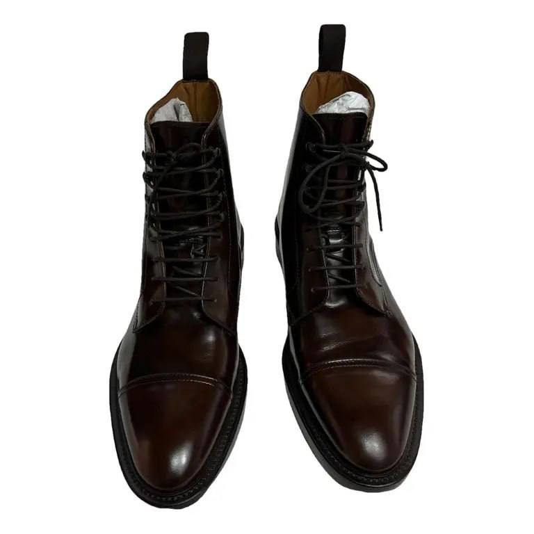 Handmade × Suitsupply New Suitsupply Brown Patent Leather Boots Size US 9 / EU 42 - 1 Thumbnail