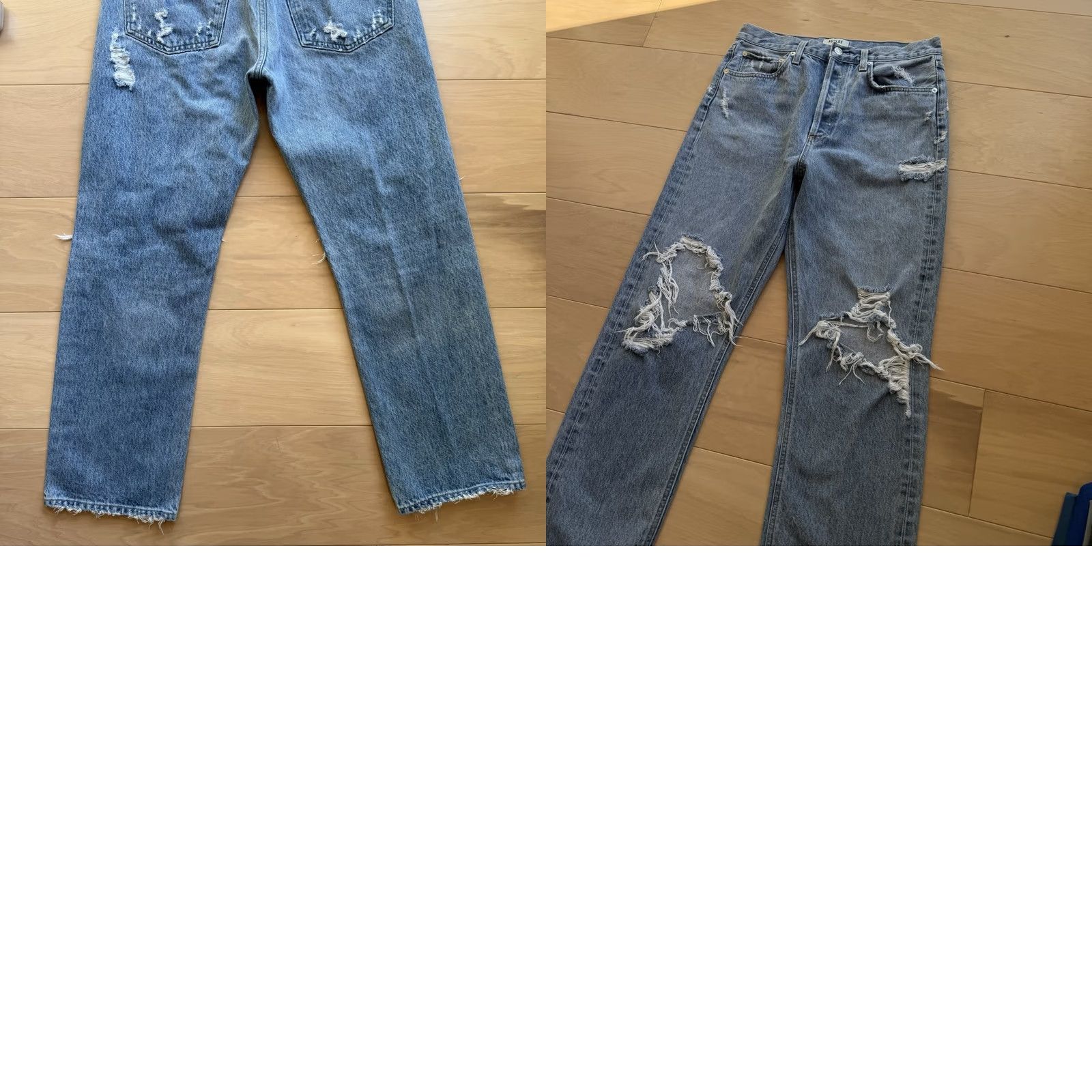 Agolde Agolde 90s Pinch Waist Jeans 30 Blue Medium Wash High Rise Straight Distressed Women Jeans Regular 30 in Inseam 28 in Size 30" / US 8 / IT 44 - 8 Thumbnail