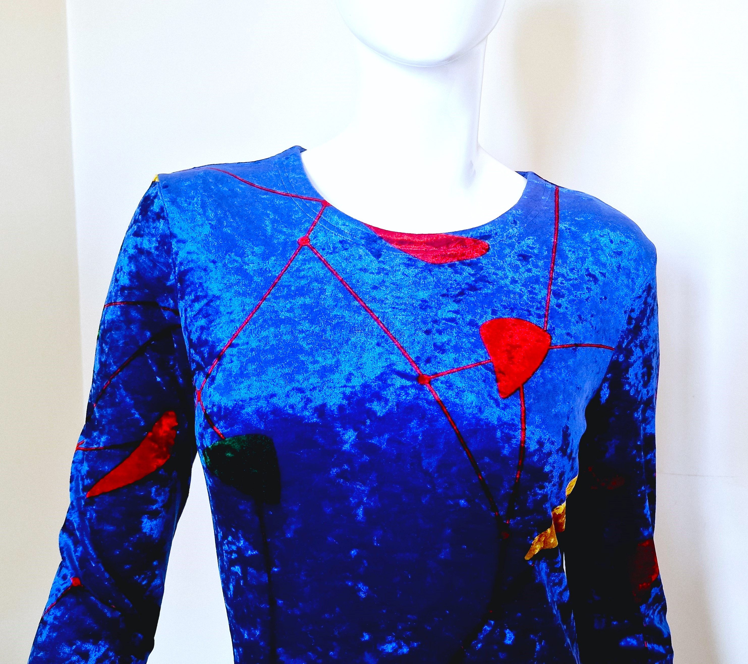 Versace Gianni Versace Couture Blue Geometric Medium Evening Dress Size M / US 6-8 / IT 42-44 - 4 Thumbnail