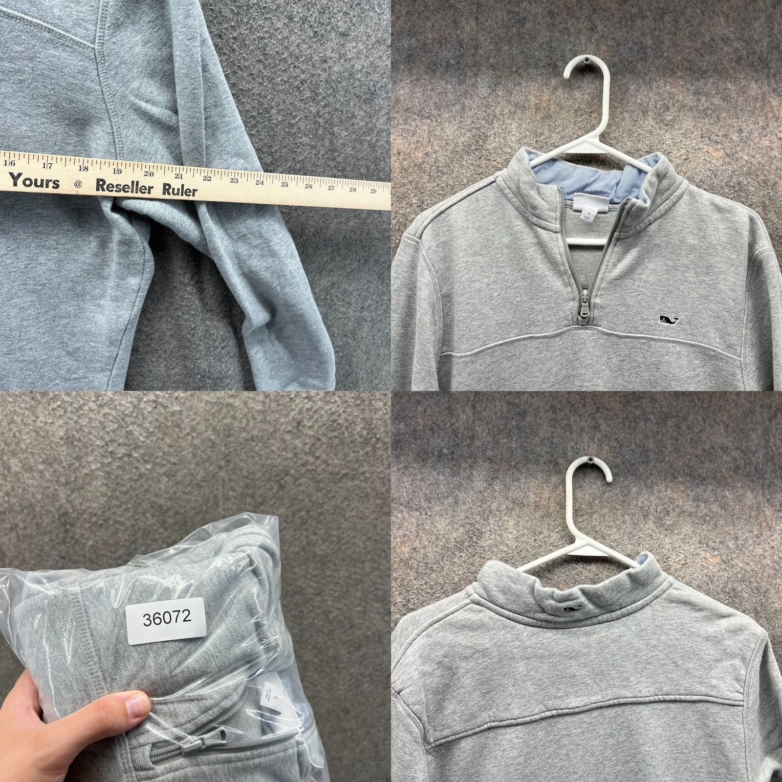 Vineyard Vines Vineyard Vines Sweatshirt Mens Small Gray Quarter Zip Pullover Whale The Shep Sweatshirt Casual Fleece Cotton Mock Neck Logo Pullover - S Size US S / EU 44-46 / 1 - 8 Thumbnail