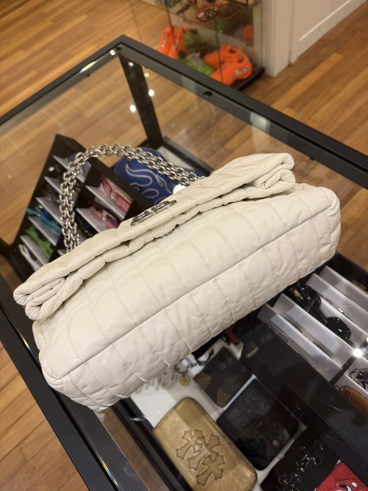 Balenciaga Balenciaga Monaco Quilted Chain Bag Medium White Size ONE SIZE - 8 Thumbnail