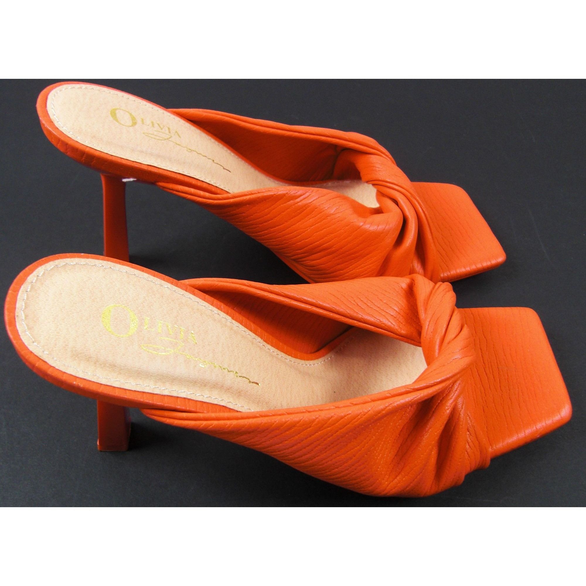 Other Olivia Ferguson Women's Slip-on Orange Heels Opened Toe Pump Size US 7 / IT 37 - 2 Thumbnail