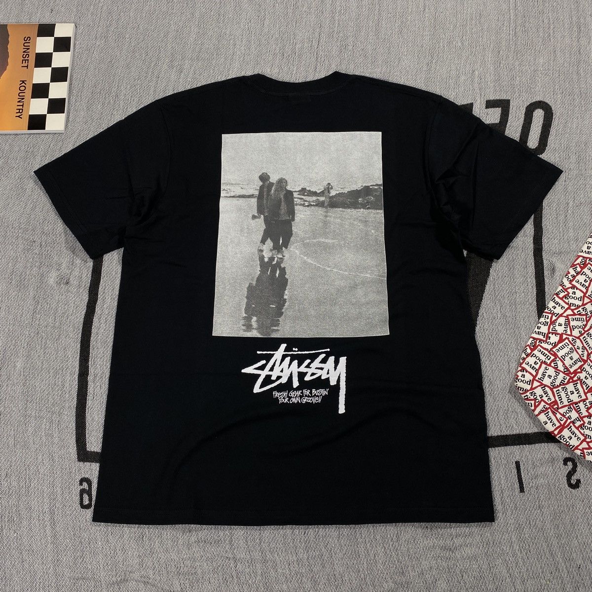 image of Stussy Low Tide Graphic Tee Xlarge in Black, Men's