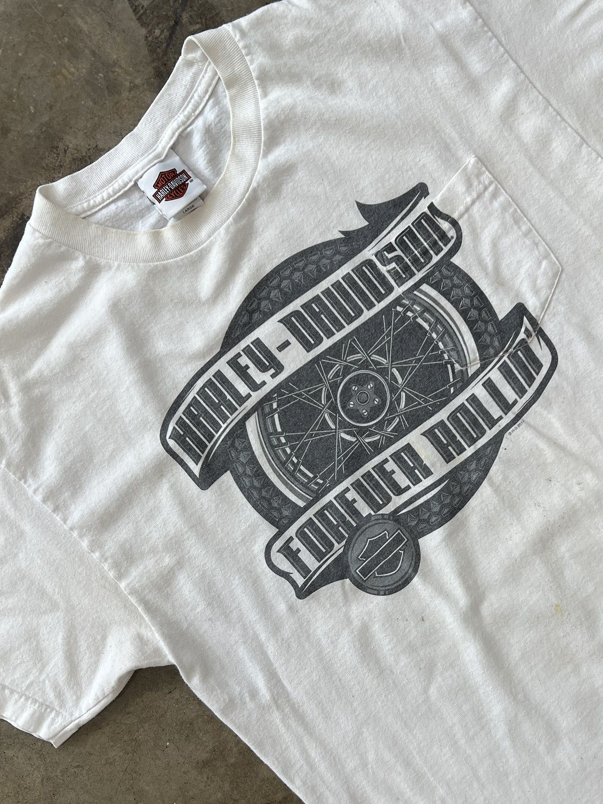 Harley Davidson × Vintage Vintage Harley Davidson Forever Rollin Pocket Tee Large Size US L / EU 52-54 / 3 - 1 Thumbnail
