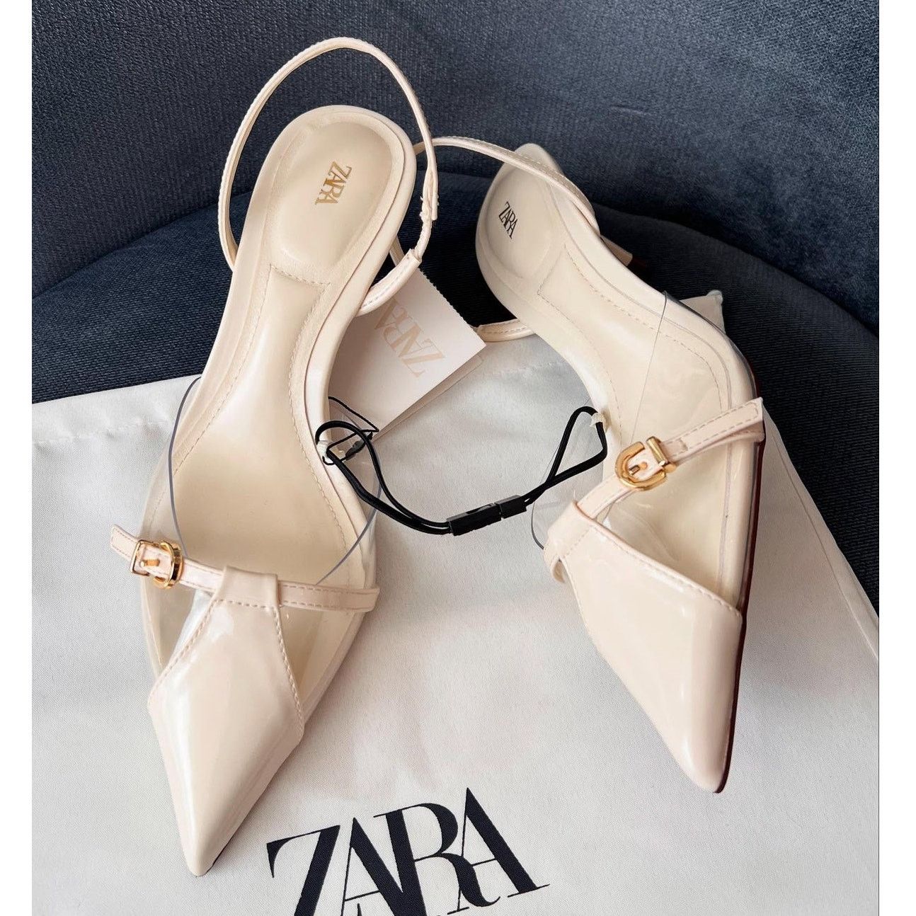 Zara Zara White Pointed Toe Slingback Heels NWT Size US 8 / IT 38 - 9 Thumbnail