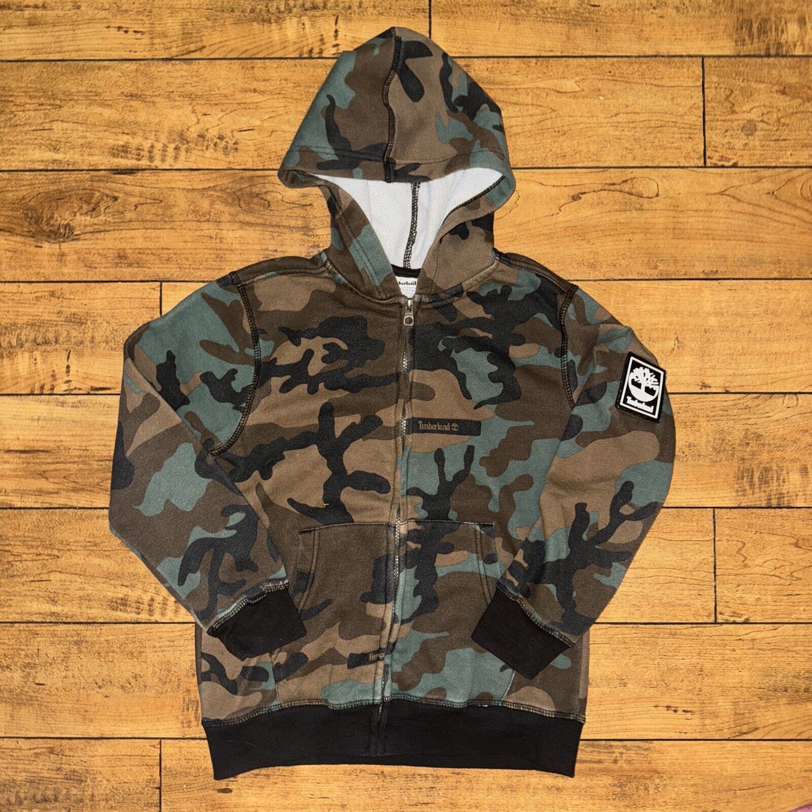 Japanese Brand × Timberland × Vintage Timberland Camo Full Zip Kids M 10/12 17x22 Adult XS Y2K Size US XS / EU 42 / 0 - 1 Thumbnail
