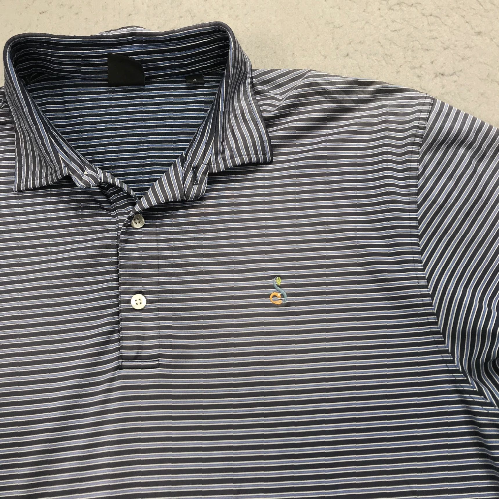 Vintage Dunning Polo Shirt Mens XL Blue Striped Golf Performance Stretch Size US XL / EU 56 / 4 - 3 Thumbnail