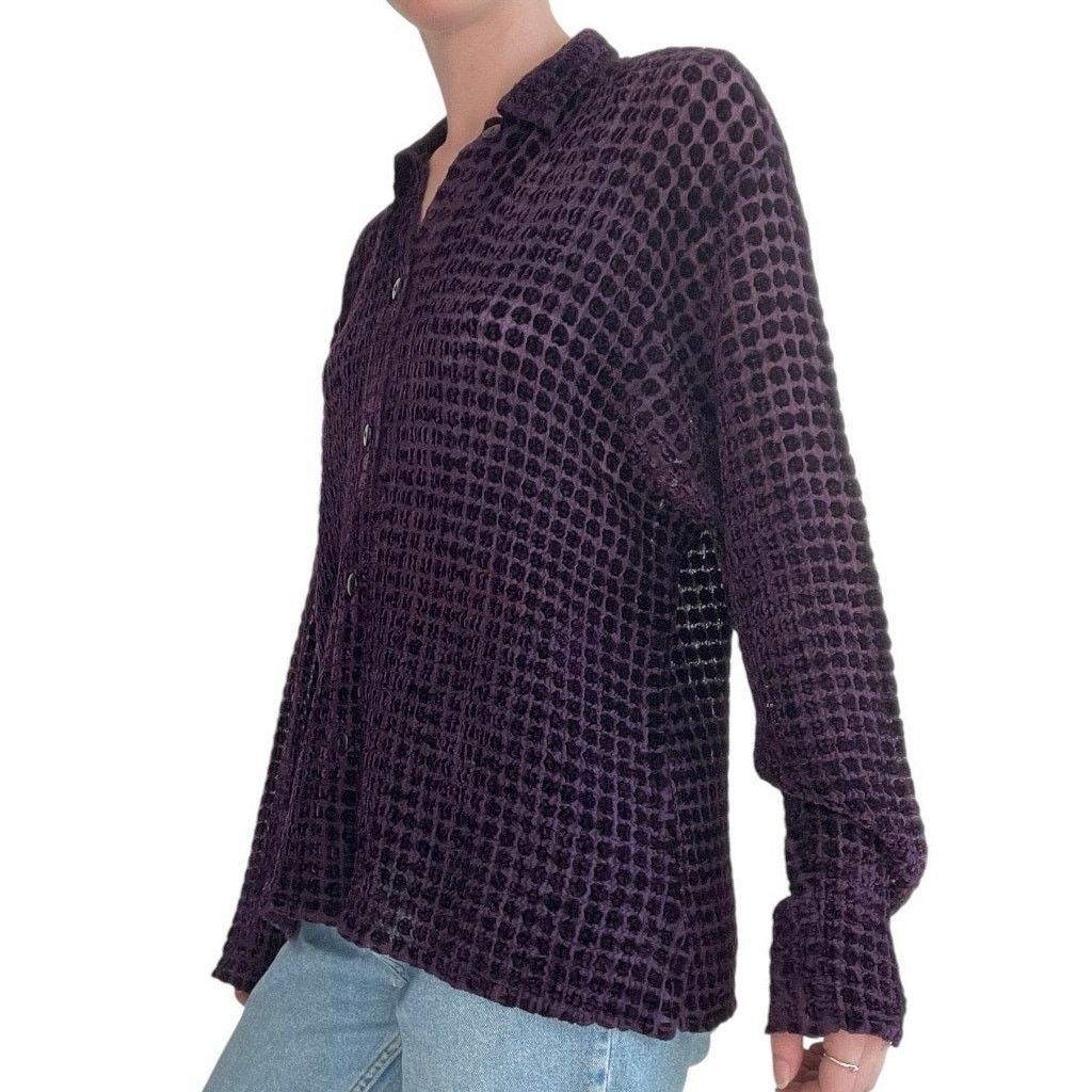 Coldwater Creek Coldwater Creek Vtg. Purple Sheer Polka Dot Button Down Size M / US 6-8 / IT 42-44 - 2 Thumbnail