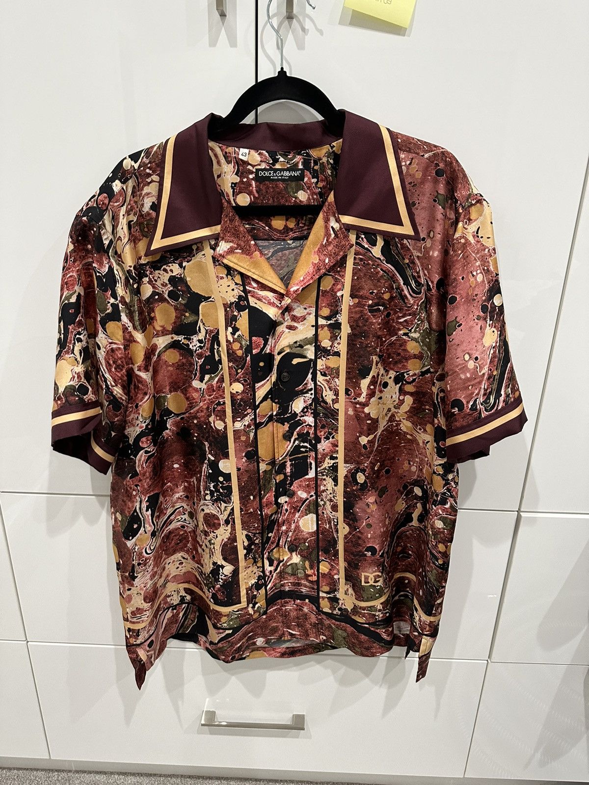 image of Dolce Gabbana Patterned Silk Shirt, Men's (Size Large)