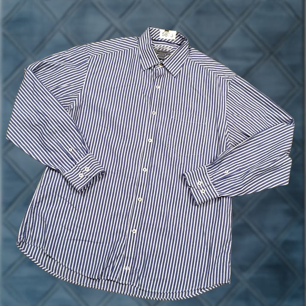 Johnston & Murphy Johnston & Murphy Shirt Mens Large Blue Striped Long Sleeve Button Up Size US XL / EU 56 / 4 - 1 Thumbnail