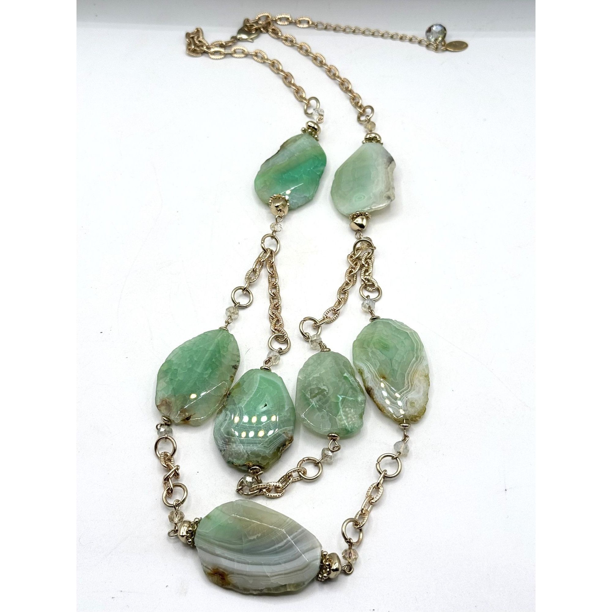 Vintage Green semi precious geode crystal necklace Size ONE SIZE - 3 Thumbnail