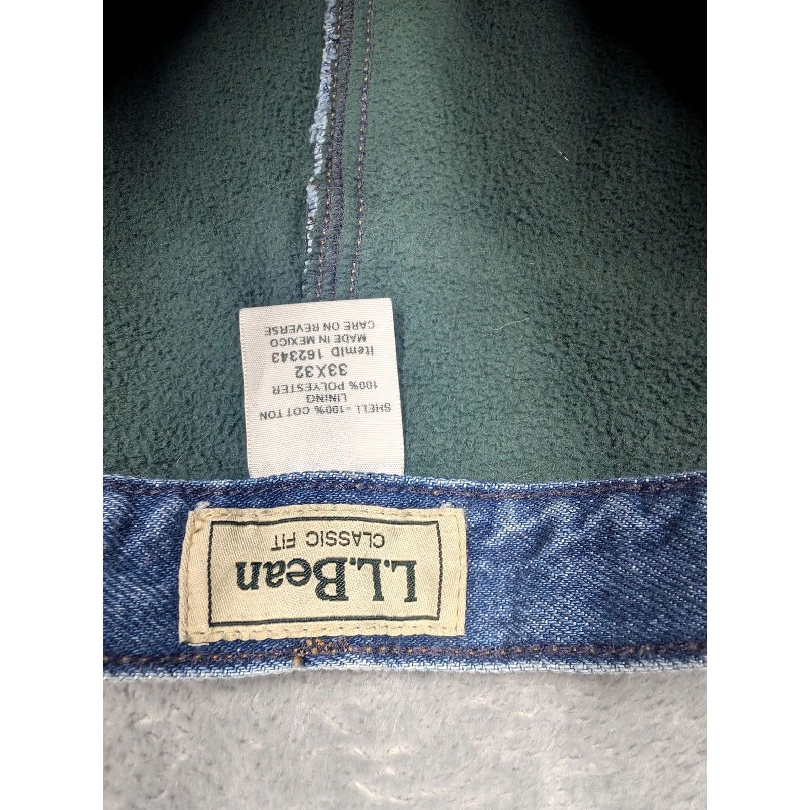 Vintage L.L. Bean Classic Fit Jeans Mens 33x32 Blue Fleece Lined Winter Denim Pants Straight 세 Size US 33 - 5 Thumbnail