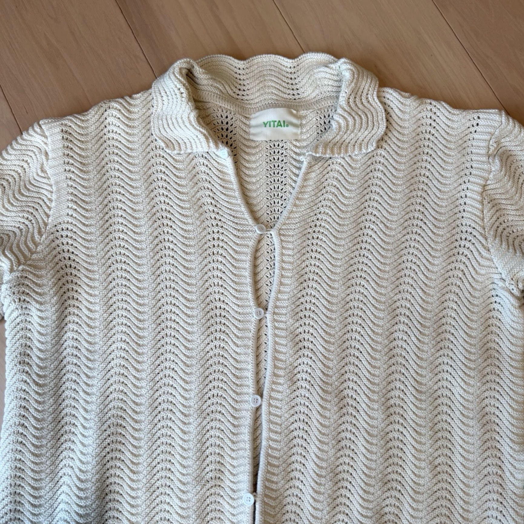 Vintage Yitai Shirt Medium Ivory Knit Button-Up Casual Size US M / EU 48-50 / 2 - 4 Thumbnail