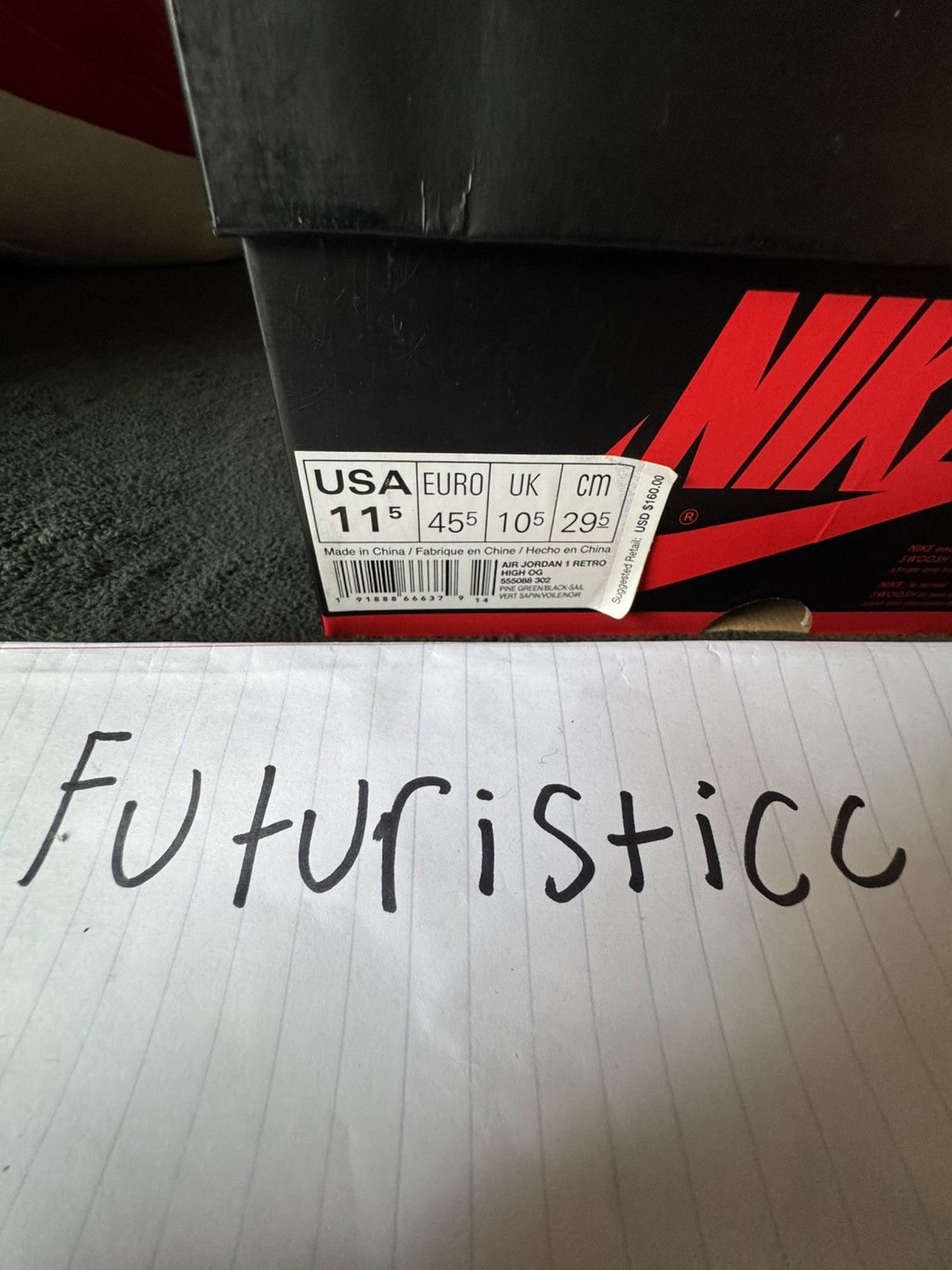 Jordan Brand × Nike Jordan 1 Retro Pine Green Size US 11.5 / EU 44-45 - 7 Thumbnail