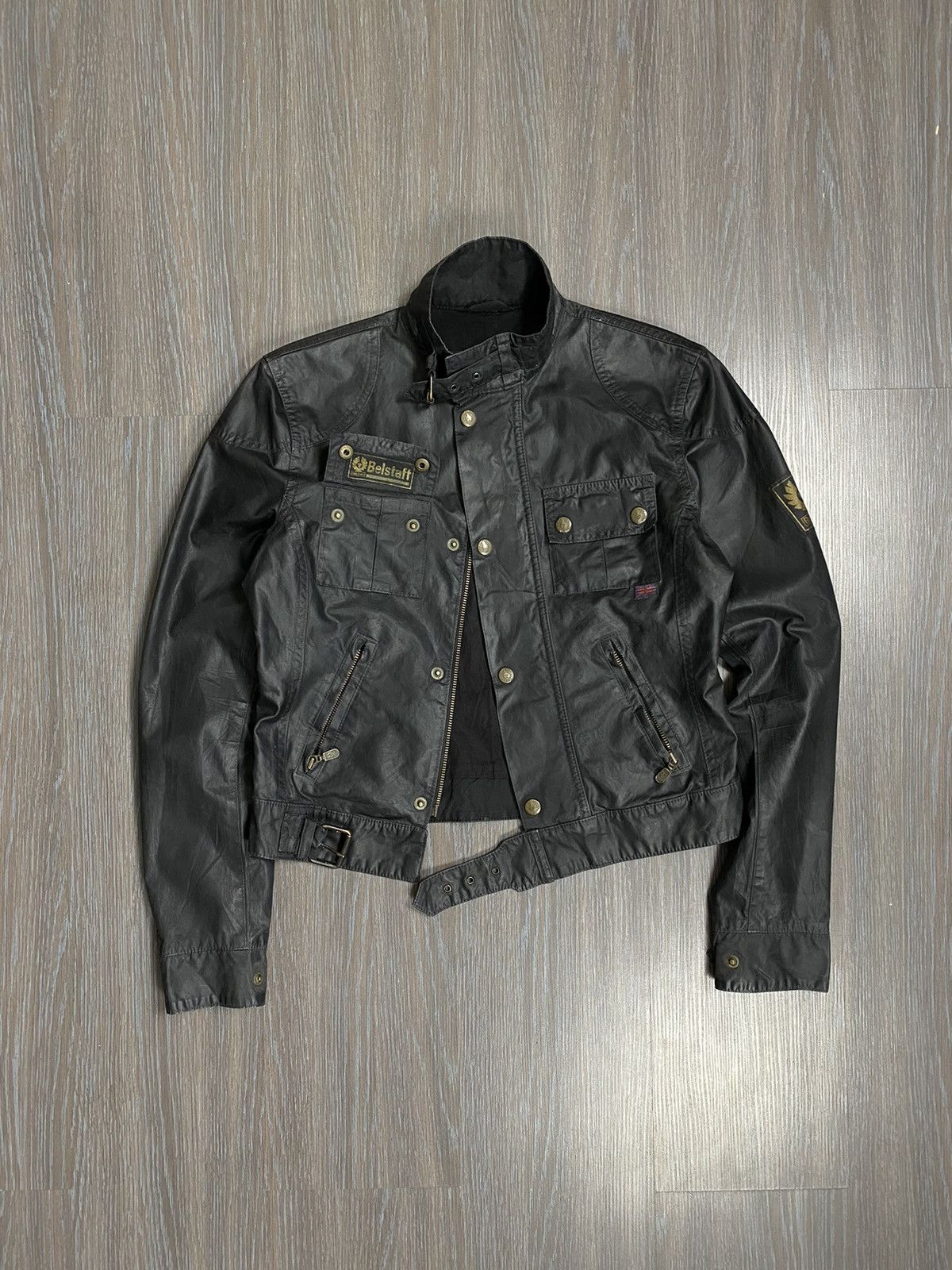Belstaff Belstaff Gold Rubberized Y2K Belt Biker Jacket Size M / US 6-8 / IT 42-44 - 1 Thumbnail