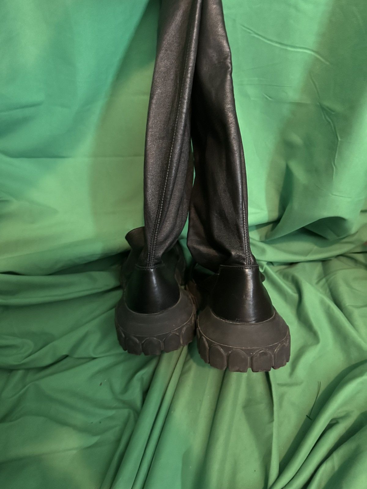 Rick Owens Tractor lug sole lambskin leather sock knee boots Size US 10 / EU 43 - 6 Thumbnail