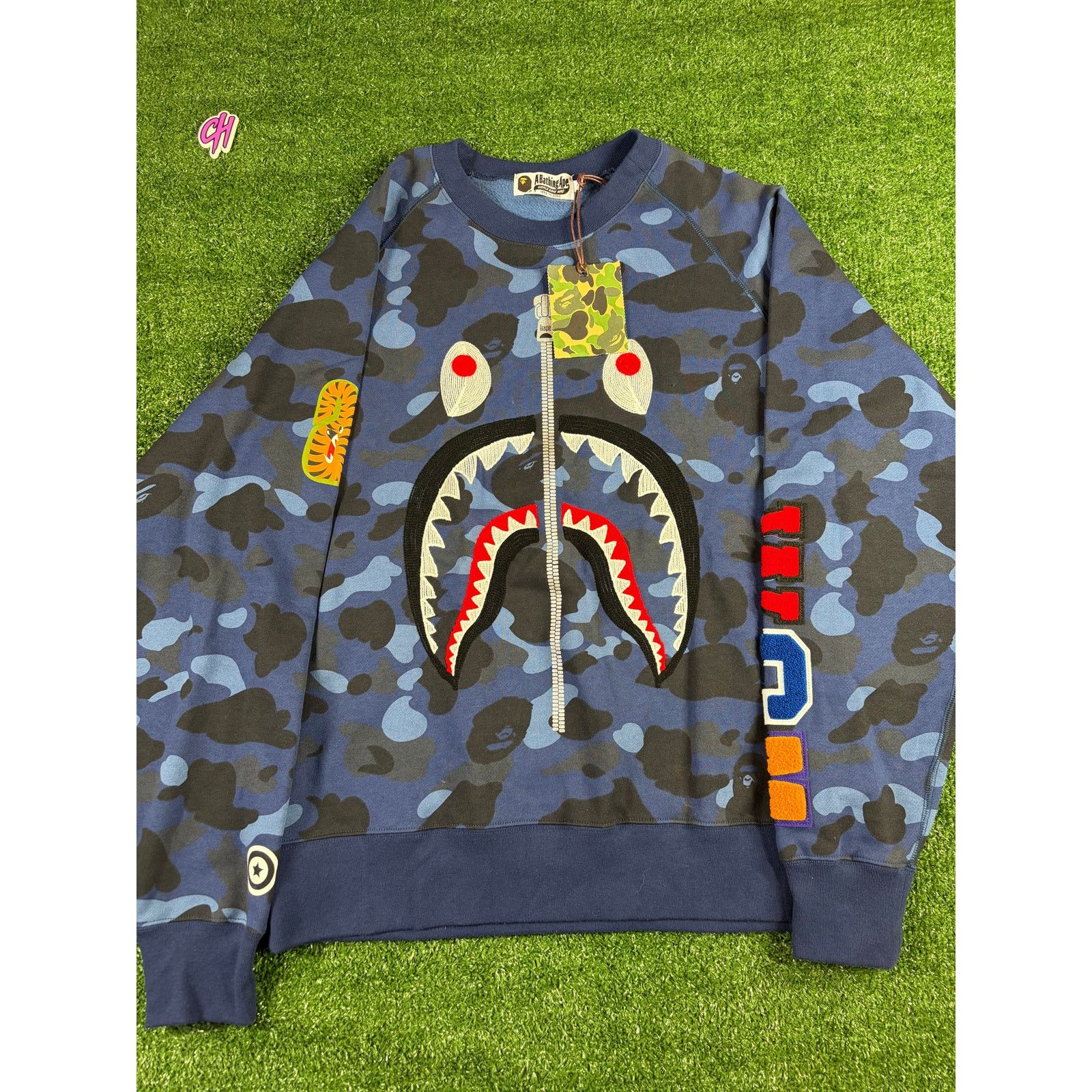 Bape BAPE Color Camo Navy Embroidery Shark Crewneck Large Size US L / EU 52-54 / 3 - 3 Thumbnail