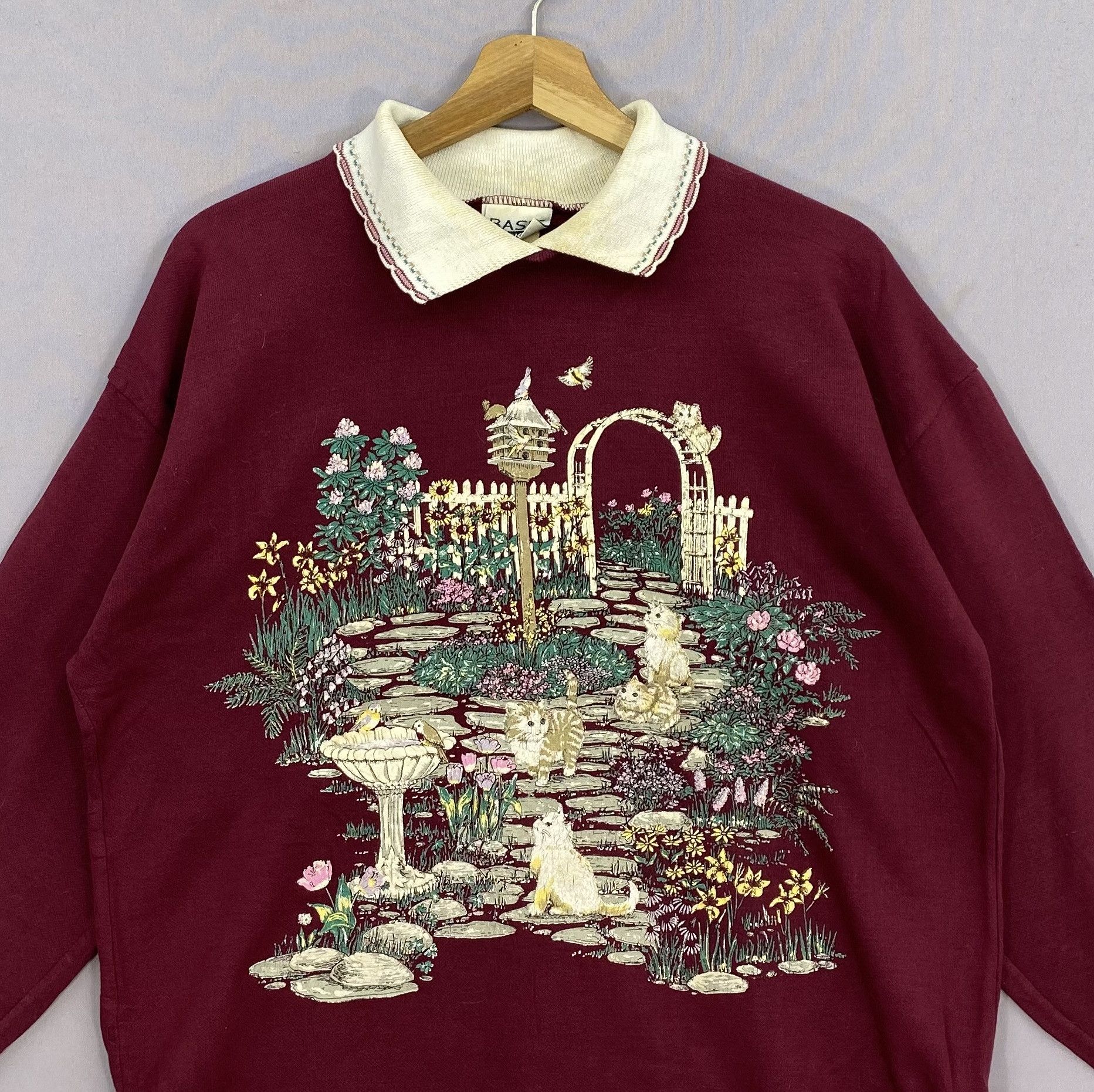 Vintage Vintage 80s Whimsical Garden Sweater Collar Cottagecore Size US L / EU 52-54 / 3 - 3 Thumbnail