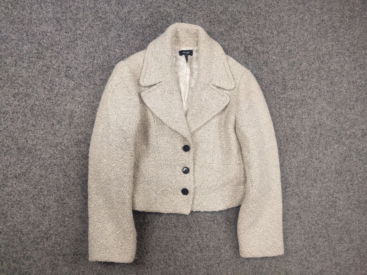 ME+EM Me+Em Meanden Tweed Crop Blazer Button Jacket Wool Blend Size XL / US 12-14 / IT 48-50 - 4 Thumbnail