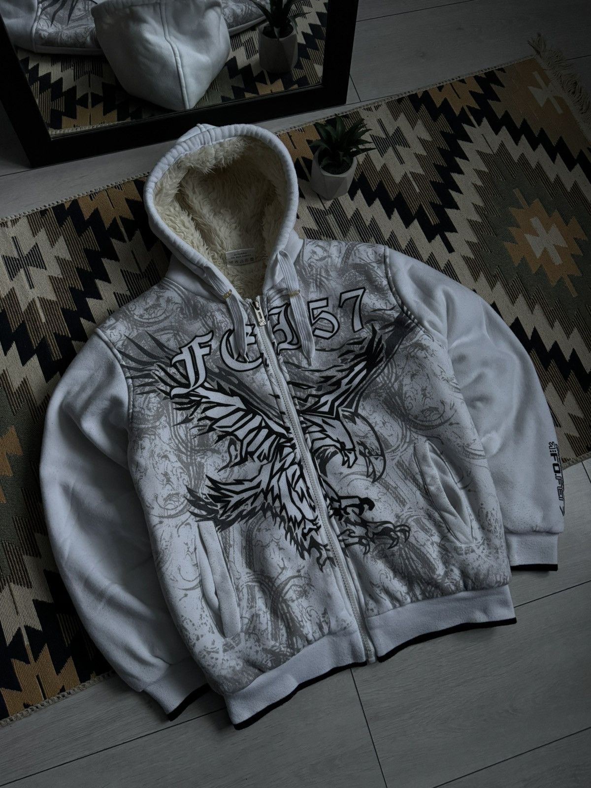 Vintage Vintage Y2K Affliction Style Eagle Logo Fur Zip-Hoodie Size US L / EU 52-54 / 3 - 3 Thumbnail