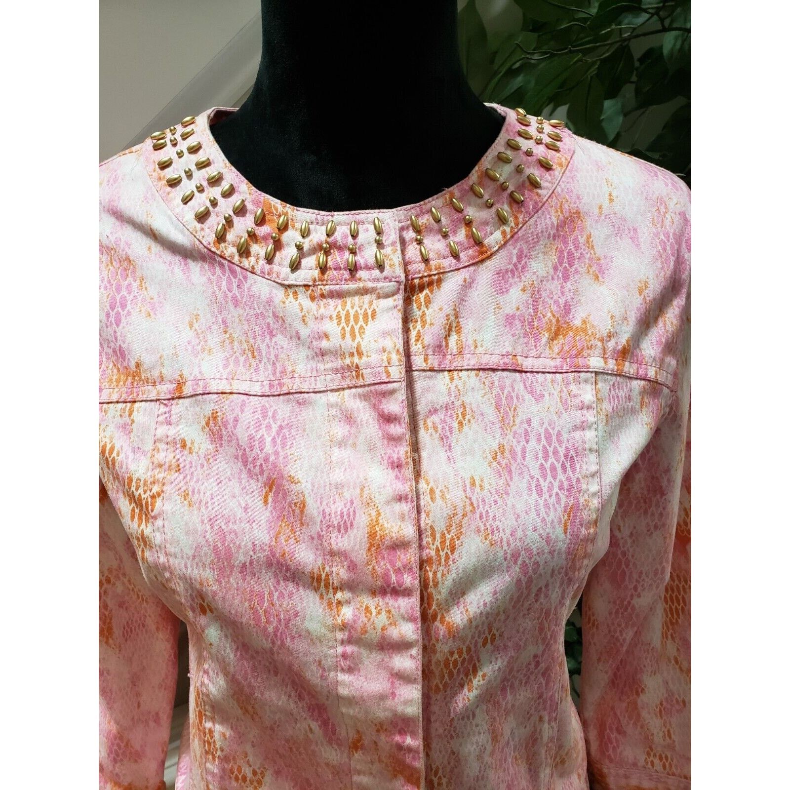 Other Lara Lane Snake Cotton Long Sleeve Snap Front Jacket Size 8 Size M / US 6-8 / IT 42-44 - 4 Thumbnail