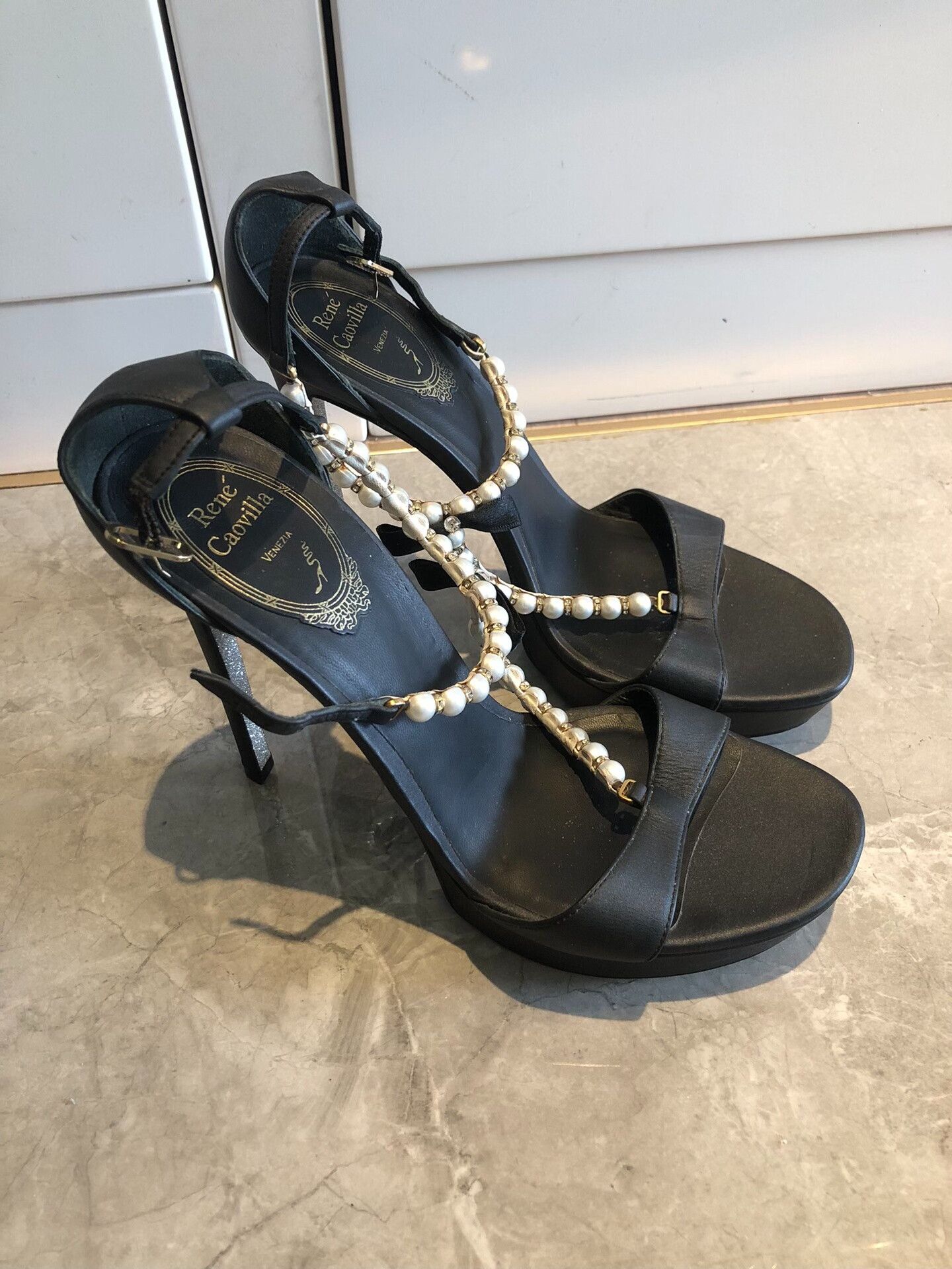 Rene Caovilla Rene Caovilla Black Pearl High Heels Size US 6.5 / IT 36.5 - 1 Thumbnail