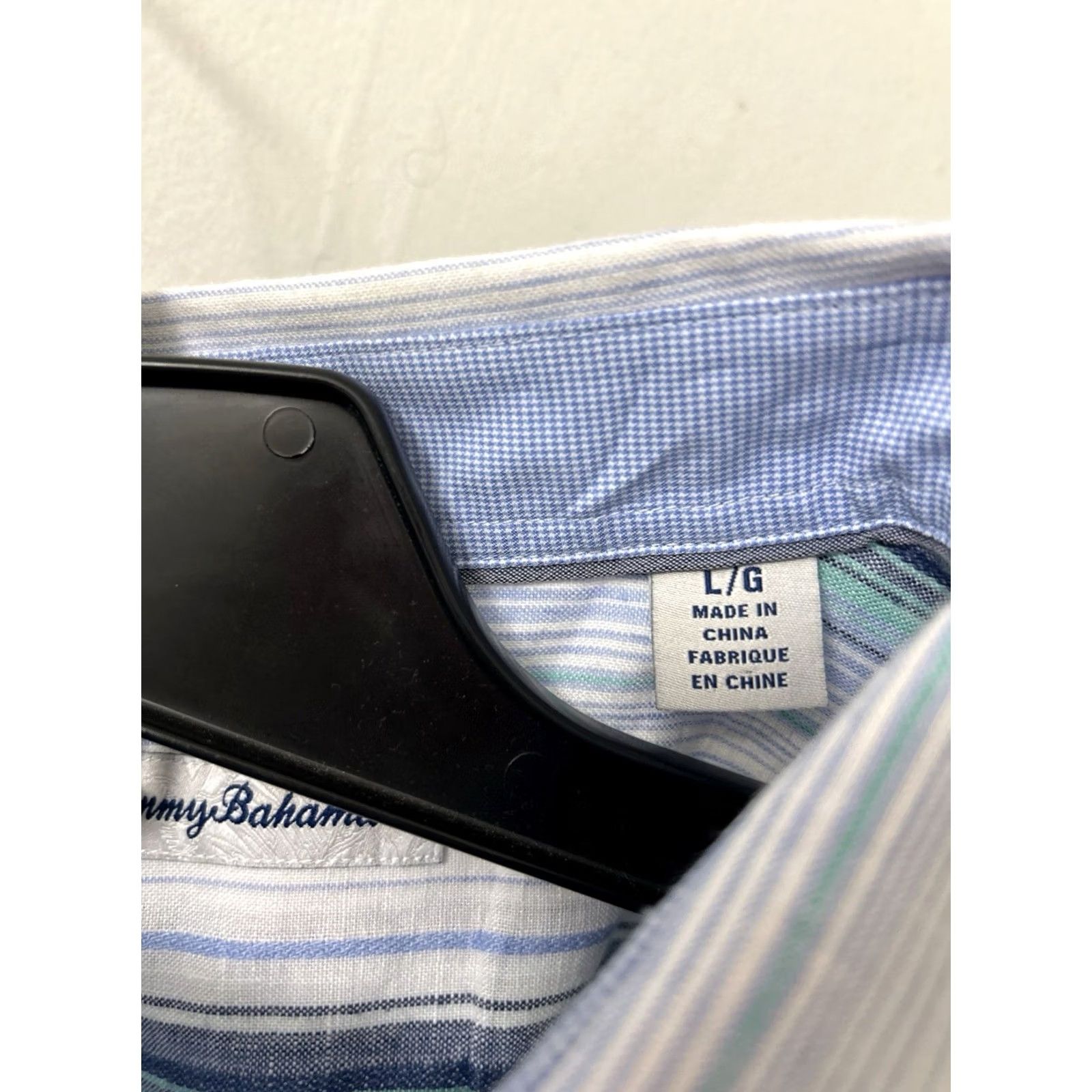 Tommy Bahama Tommy Bahama Shirt Mens Large White Blue Striped Linen Blend Button Down L/S Size US L / EU 52-54 / 3 - 7 Thumbnail