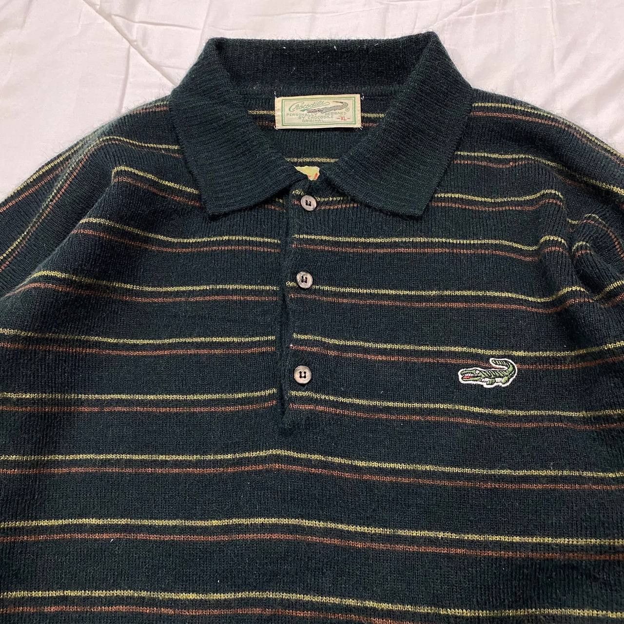 Lacoste Vintage 90s Crocodile Stripe Wool sweater Size US XL / EU 56 / 4 - 2 Thumbnail