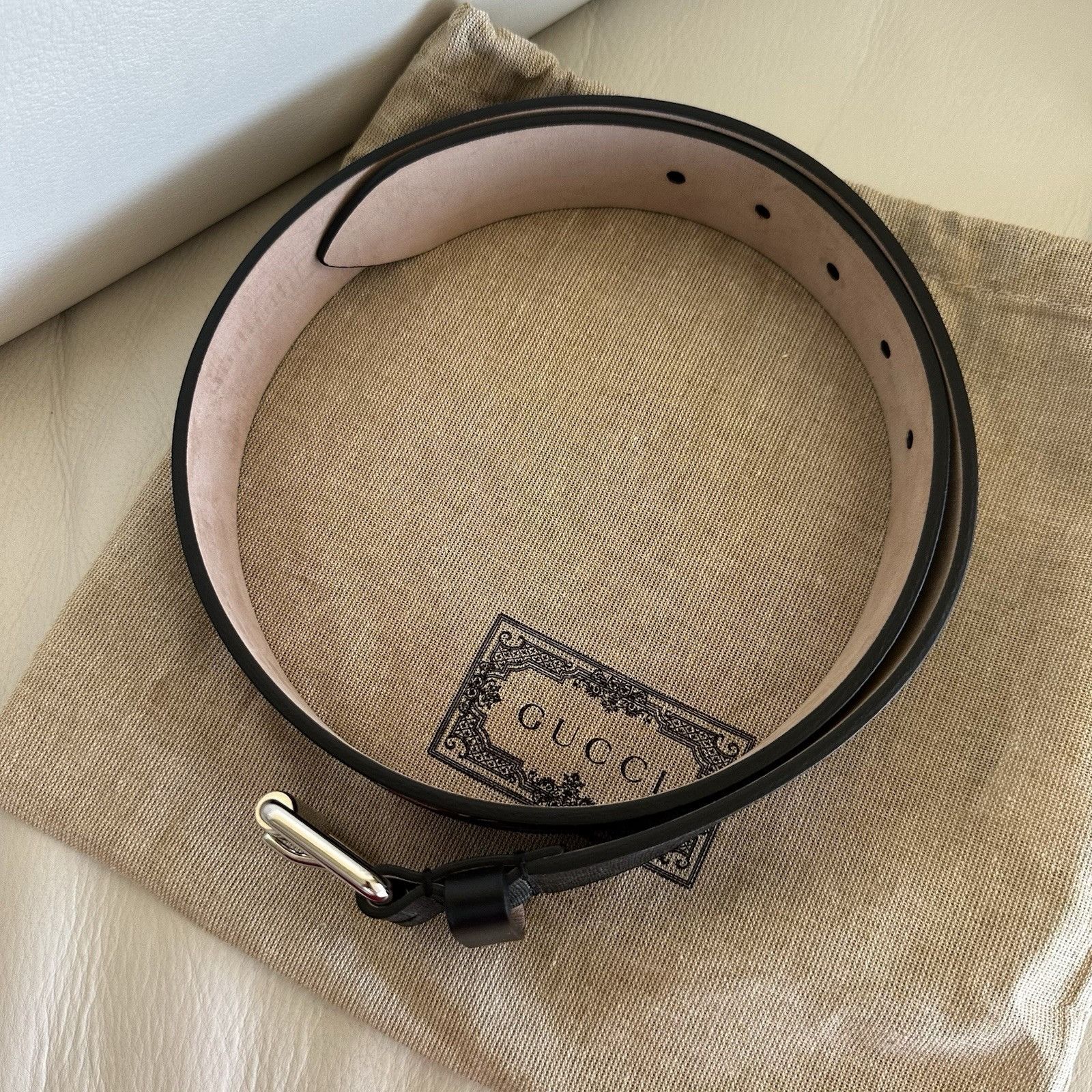 Gucci New GUCCI Monogramme Kingsnake Black Luxury Designer Belt Si Size 32 - 6 Thumbnail
