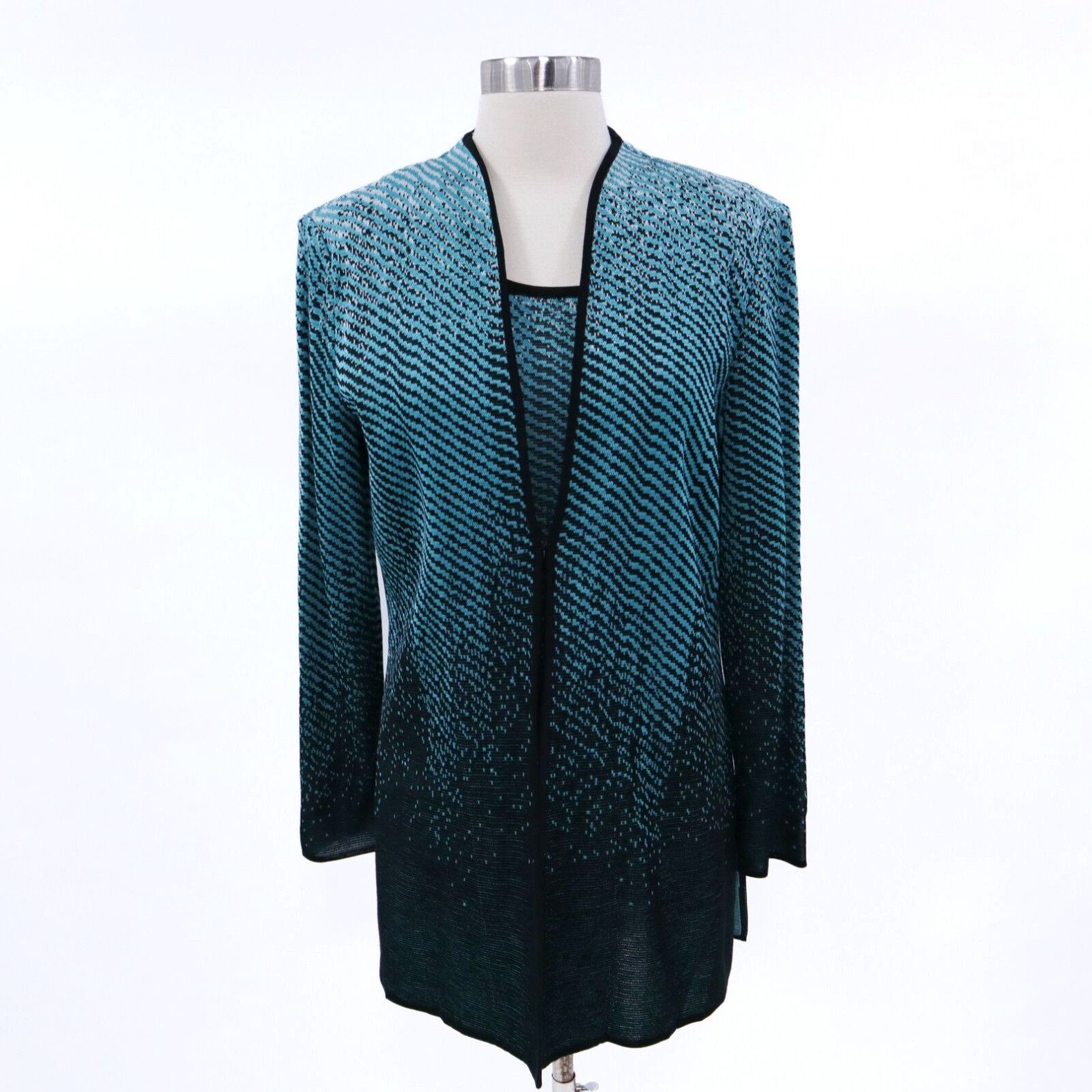 image of Vintage Ming Wang Cardigan Jacket Shell Top Set New Womens S Small Black Seafoam Green in White