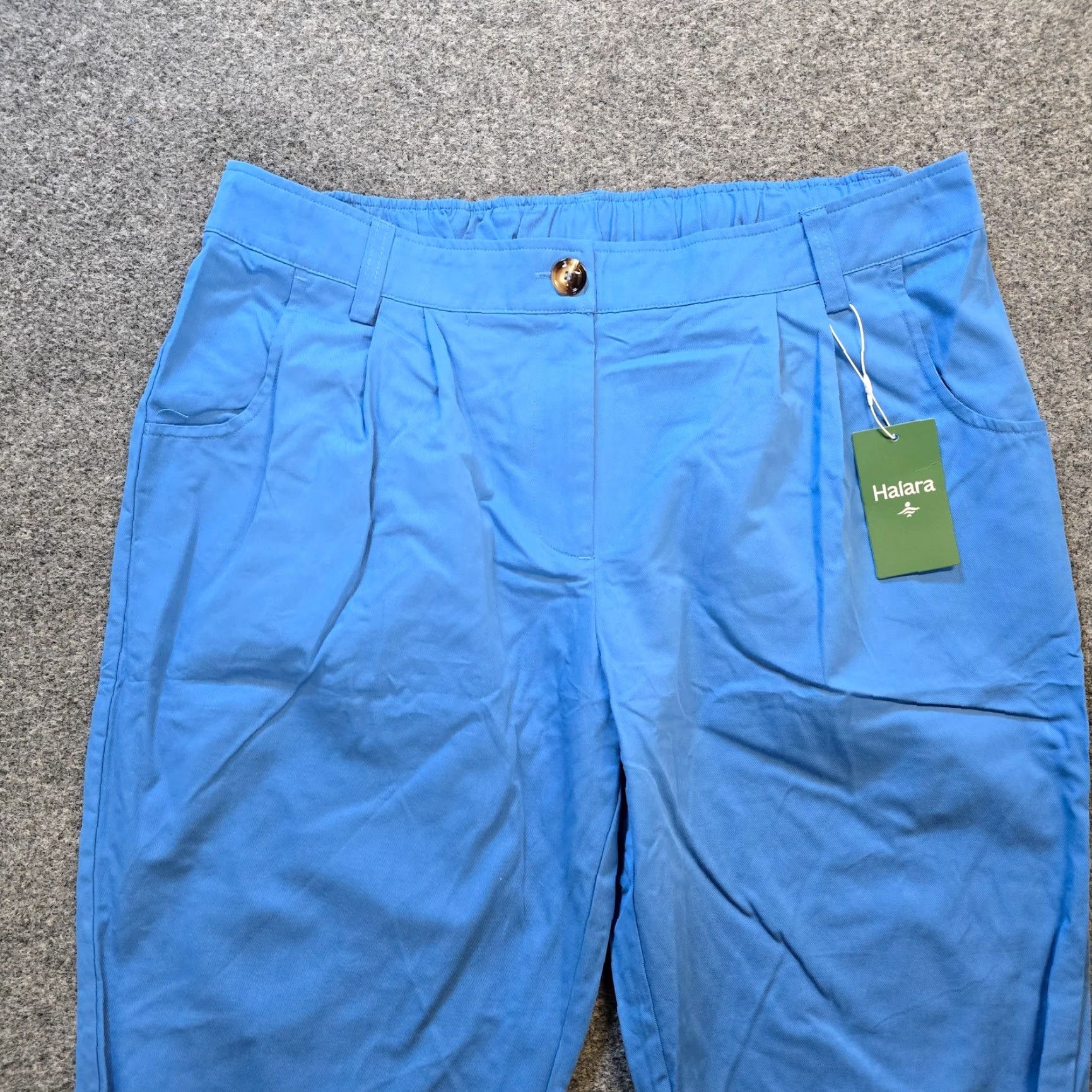 Vintage Halara Pants Womens XL Blue Mid Rise Casual Cotton Joggers Pockets Cropped Size 40" / US 18 - 3 Thumbnail