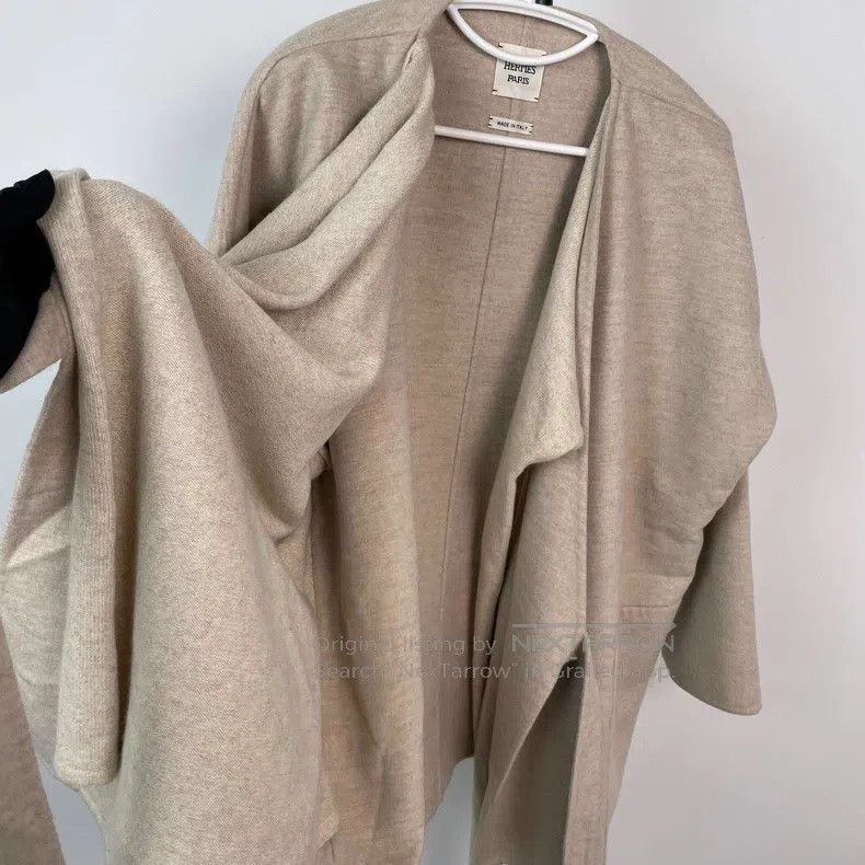 Hermes Hermes Medium-length beige cashmere coat Size XS / US 0-2 / IT 36-38 - 3 Thumbnail