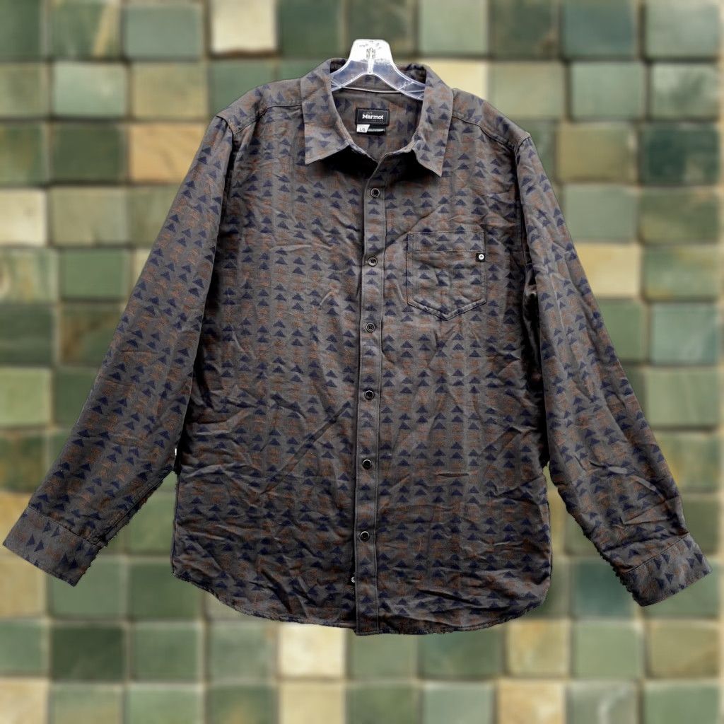Marmot Marmot Shirt Adult Large Gray For Life Aztec Print Flannel Casual Outdoor Men's Size US L / EU 52-54 / 3 - 1 Thumbnail