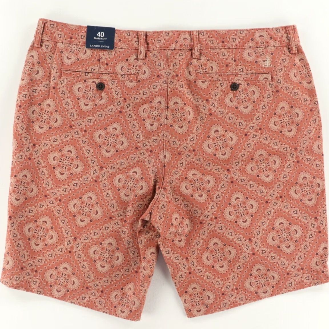 Lands' End Lands End Men Khaki Chino Shorts Patterned Red 40 Classic Fit Cotton Casual Shorts Mens 40 Regular Waist 38 Inseam 9in Size US 40 / EU 56 - 4 Thumbnail
