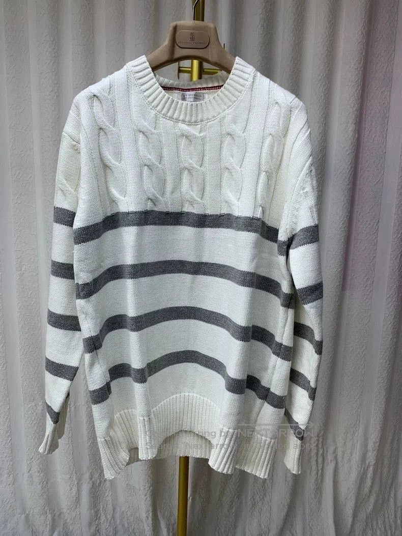 Brunello Cucinelli Brunello Cucinelli White Cable Sweater. Size US XS / EU 42 / 0 - 1 Thumbnail