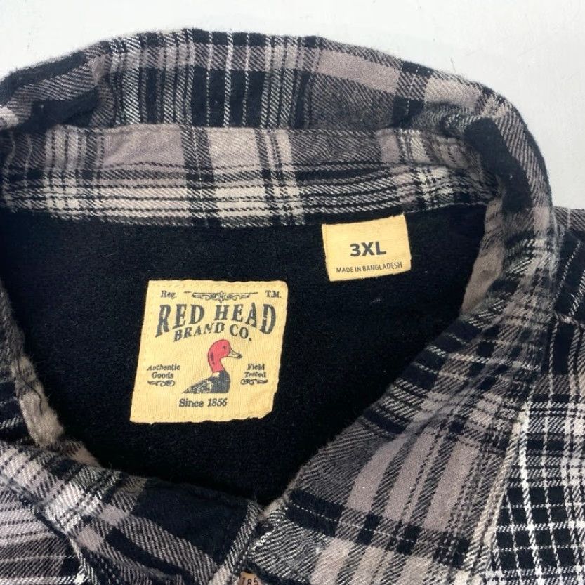 Vintage Red Head Shirt Button-Up Plaid Flannel 3XL Gray - Shacket, Men's, Casual, Workwear Size US XXL / EU 58 / 5 - 6 Thumbnail