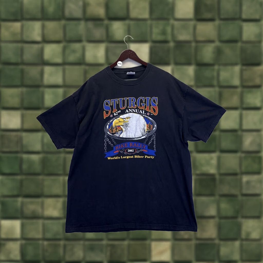 Hanes VINTAGE 2002 Sturgis Bike Rally 62nd Annual Mens Graphic Shirt 2XL Hanes Graphic Tee Black Short Sleeve Size US XXL / EU 58 / 5 - 1 Thumbnail