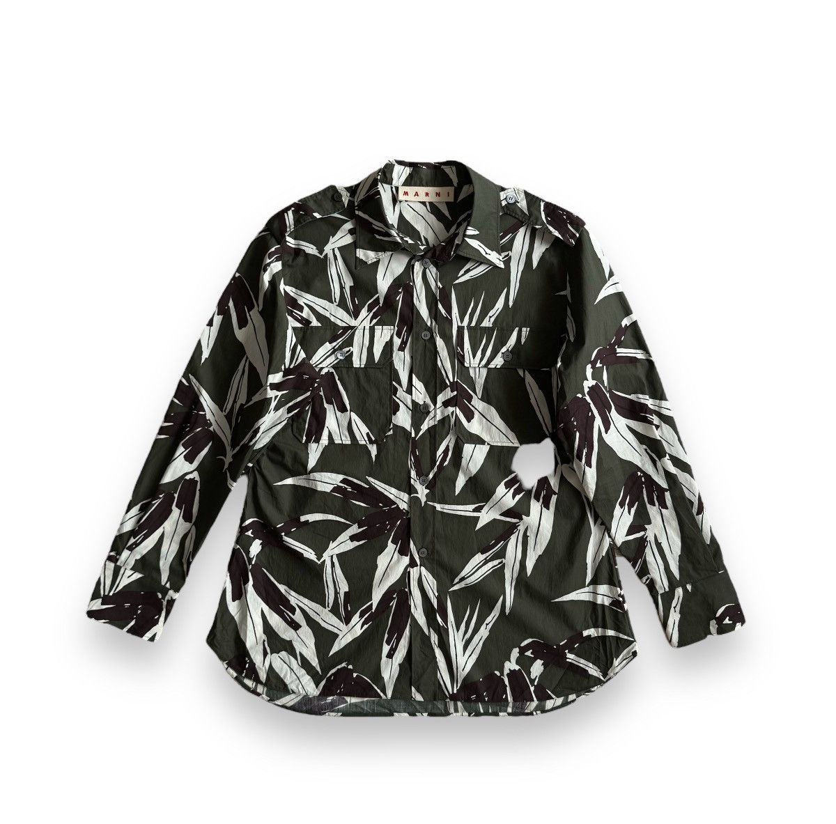 image of Marni Flowers Camo Shirt in Green, Women's (Size XL)