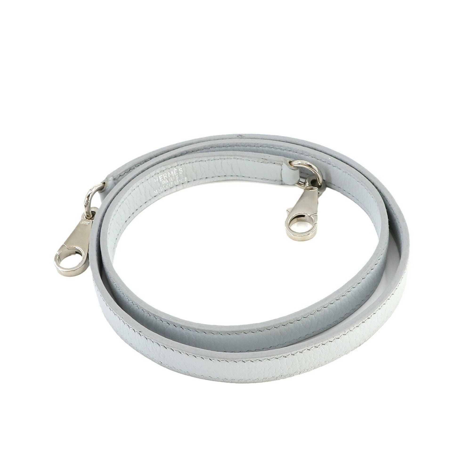 image of Hermes Kelly Bolide Shoulder Strap, Taurillon Clemence Blue Brume, Silver Hardware, Women's