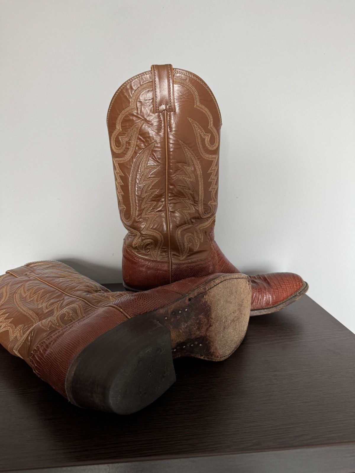 Justin Boots Vintage Justin Boots Brown Mid Calf Leather Cowboy Size9 USA Size US 9 / EU 42 - 6 Thumbnail