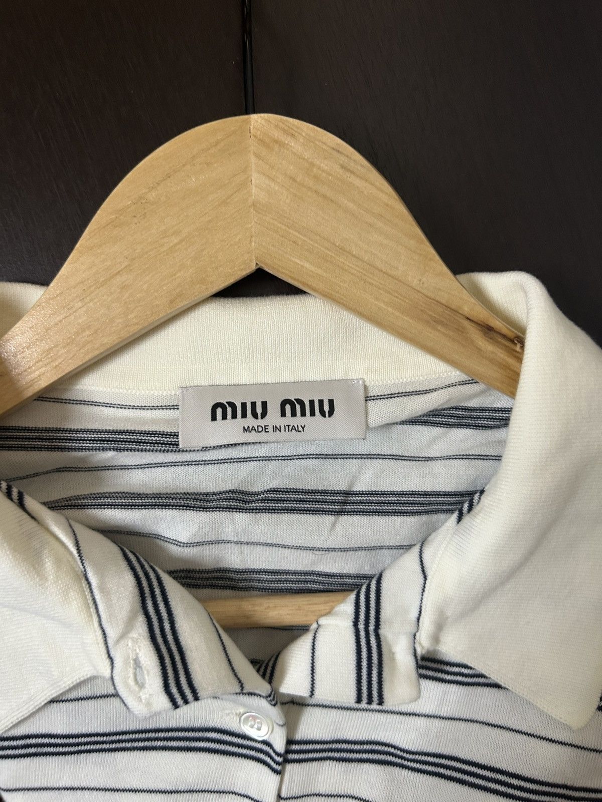 Miu Miu Miu Miu White Striped Polo Longsleeve Size US M / EU 48-50 / 2 - 4 Thumbnail