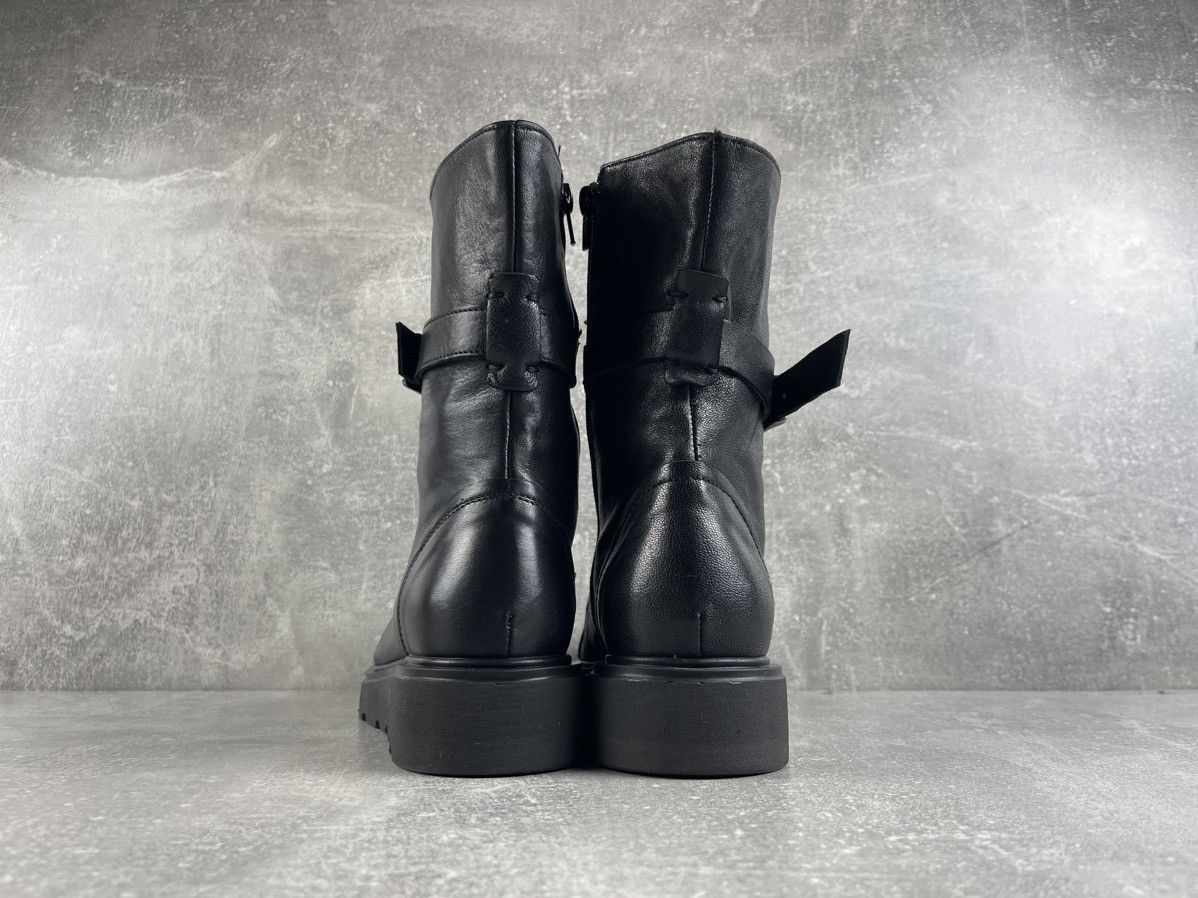 Genuine Leather Avant Garde Gramar Glam Rock Black Leather Moto Buckle Boots Size US 7 / IT 37 - 6 Thumbnail