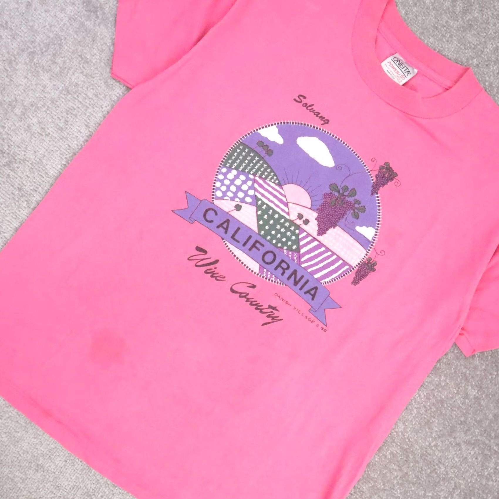 Vintage VINTAGE Soluang California Wine Country Danish Pink T-Shirt Large 80s 90s Mens Size US L / EU 52-54 / 3 - 6 Thumbnail