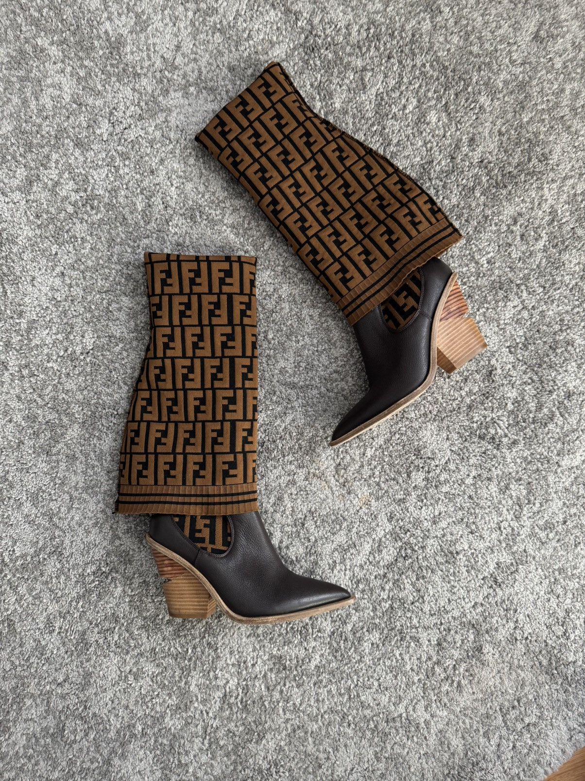 Fendi Fendi FF Cowboy Over the knee sock boots monogram Size US 6.5 / IT 36.5 - 2 Thumbnail