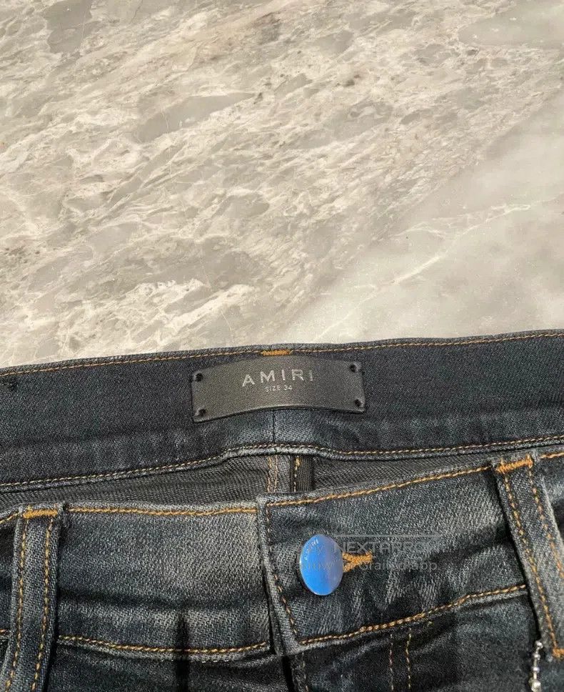 Amiri Amiri Style Rendered Watercolor Blue Denim Pants Size US 34 / EU 50 - 2 Thumbnail