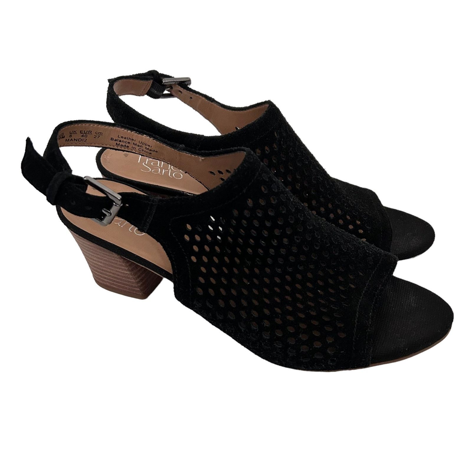 Other Franco Sarto Black Suede Peep Toe Slingback Heels Sz 10 Size US 10 / IT 40 - 1 Thumbnail