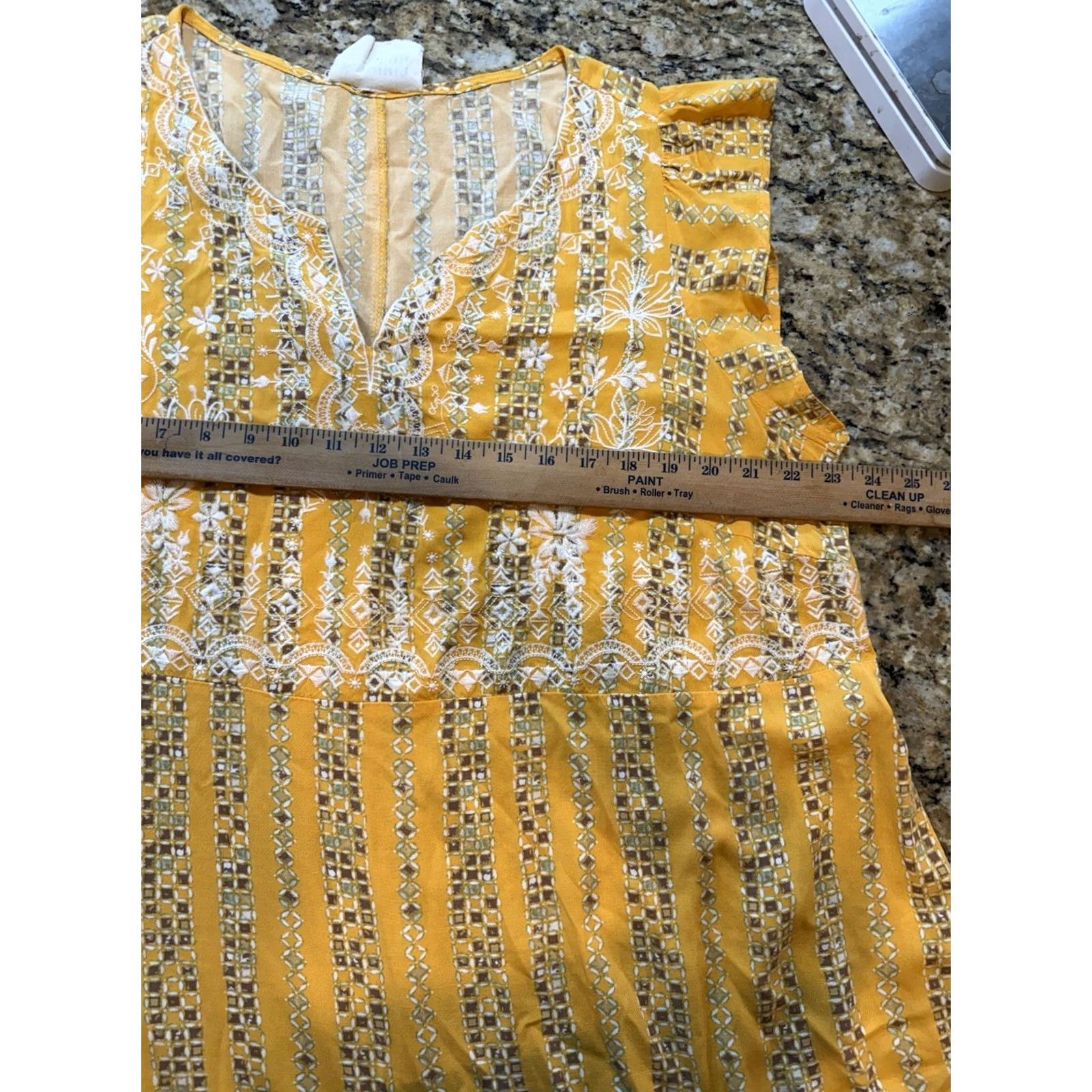 Vintage Savanna Jane Blouse Shirt Plus 1X Yellow Embroidered Flutter Sleeve Mellow Yellow Womens Size XL / US 12-14 / IT 48-50 - 5 Thumbnail